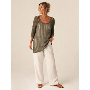 Westbound Ramie Cotton Ladder Knit Beach Cover Up Sweater XL Boho